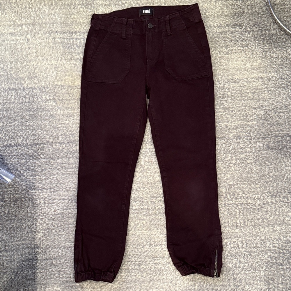 PAIGE - Burgundy Joggers with Zippered Ankles